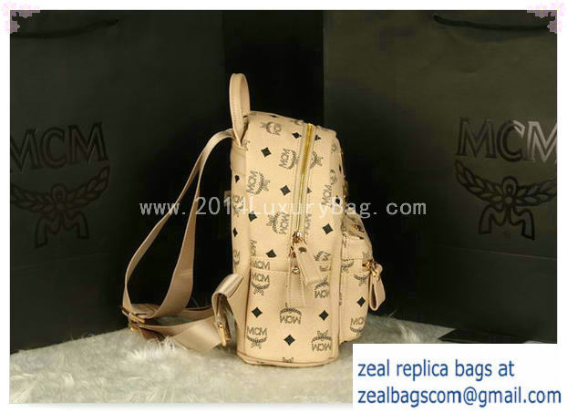 High Quality Replica MCM Stark Backpack Medium in Calf Leather 8003 Apricot